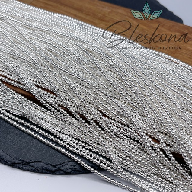2 мм Гематин имитация, цвет светлое серебро 