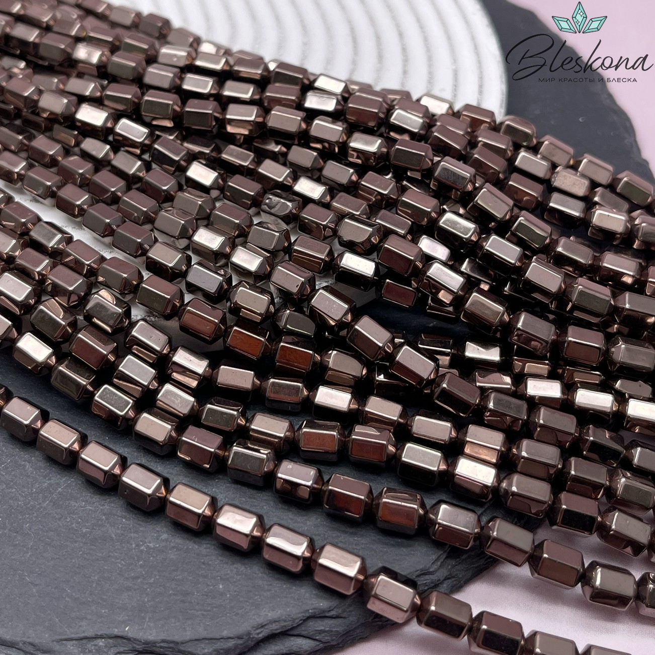 8*5 мм Гематин призма, цвет коричневый №1 (шоколадный), имитация