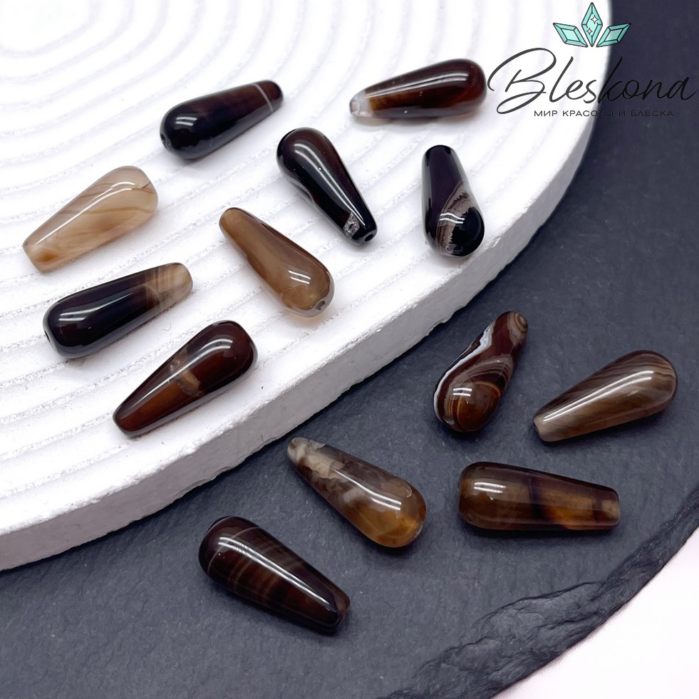 Агат коричневый капля 20*8 мм (штучно)