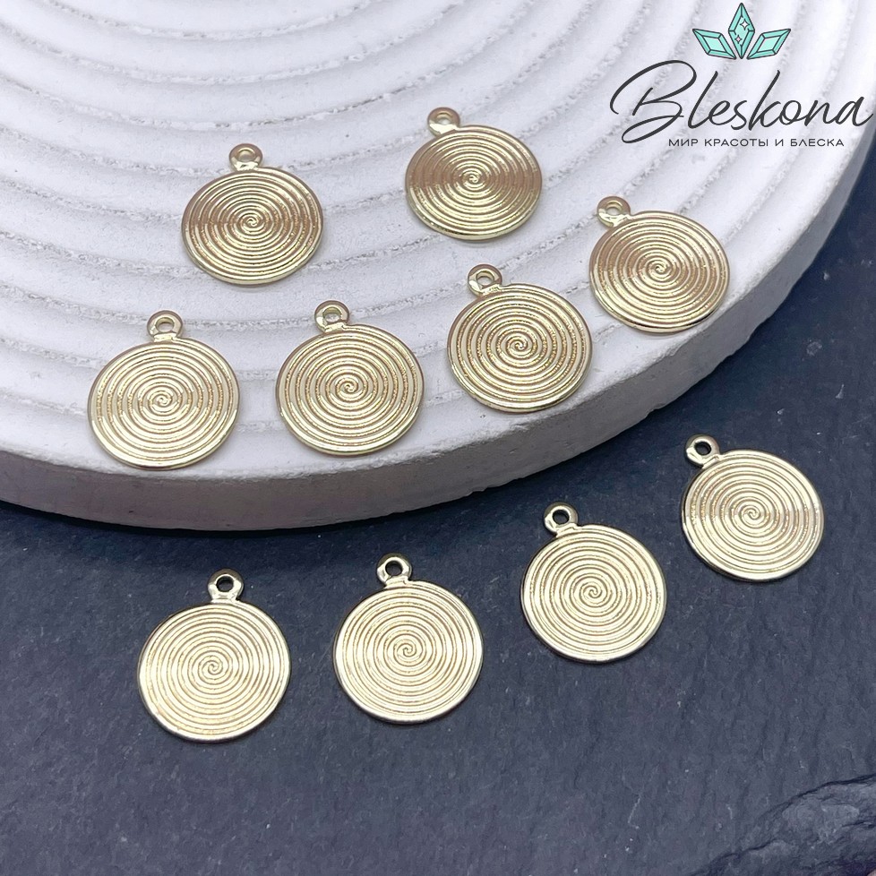 15*13 мм Цвет золото, Подвеска круг спираль 
