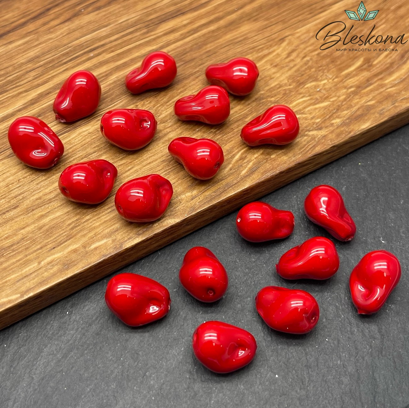 15*10 мм, Жемчуг Майорка цвет красный (штучно)