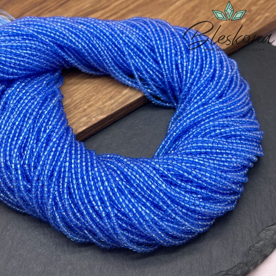 2 мм Бусины стекло синее алмазная огранка