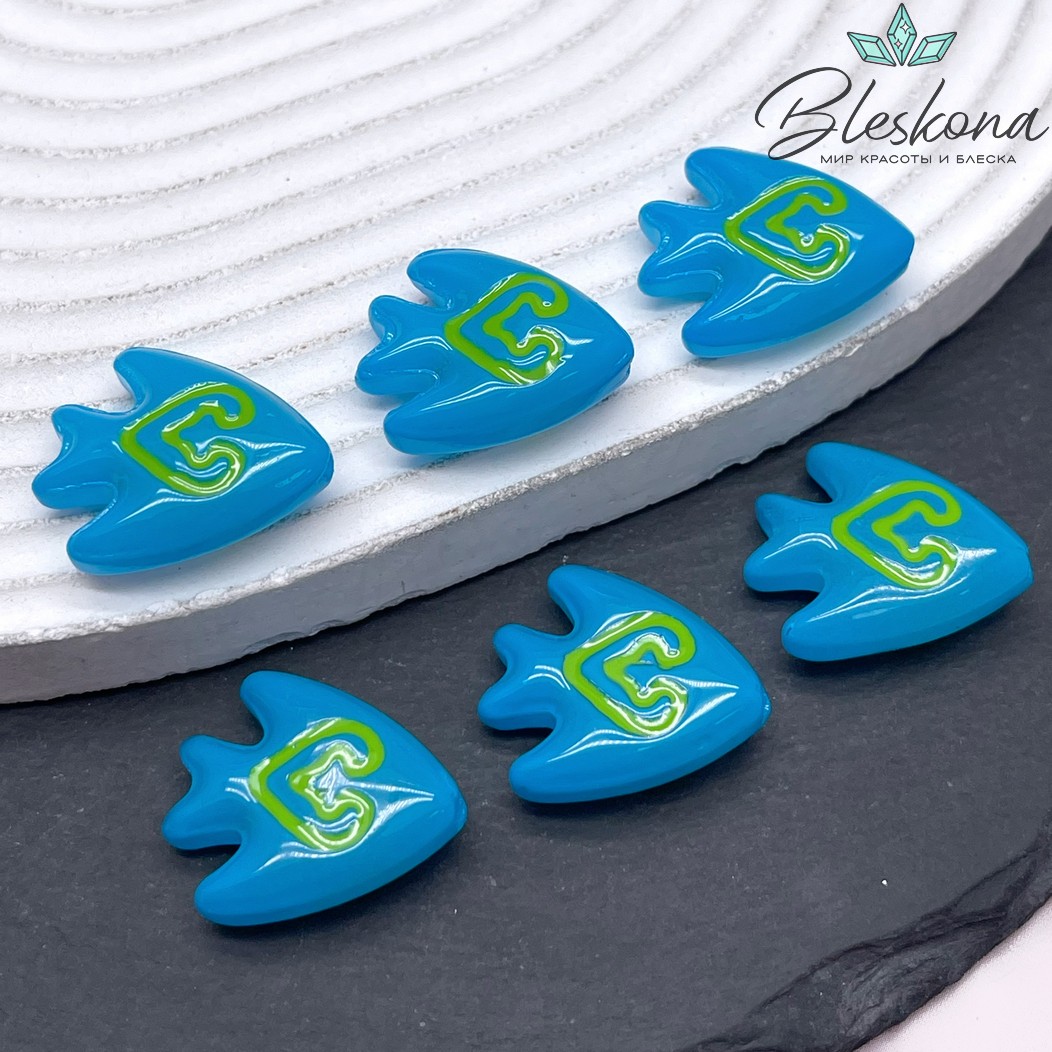 19,5*22 мм Бусина Рыбка голубая