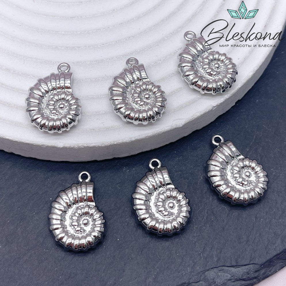 21,5*15,5 мм Цвет серебро, Подвеска Ракушка улитка 