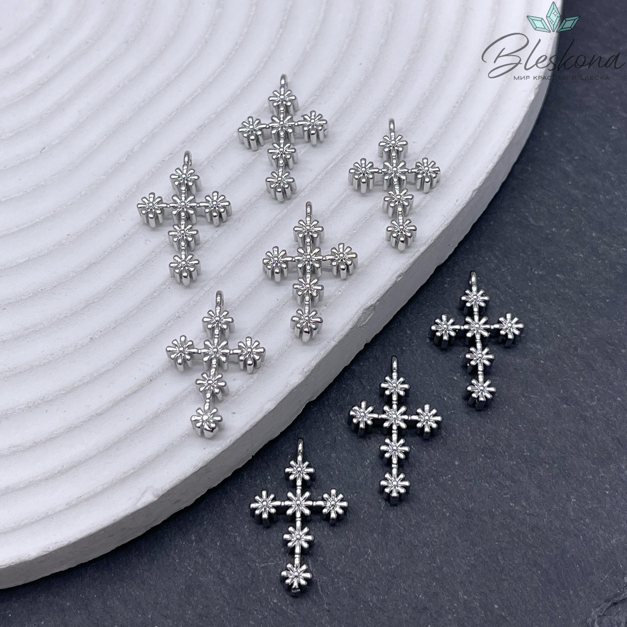 21*13,5 мм, цвет серебро, Подвеска крест 