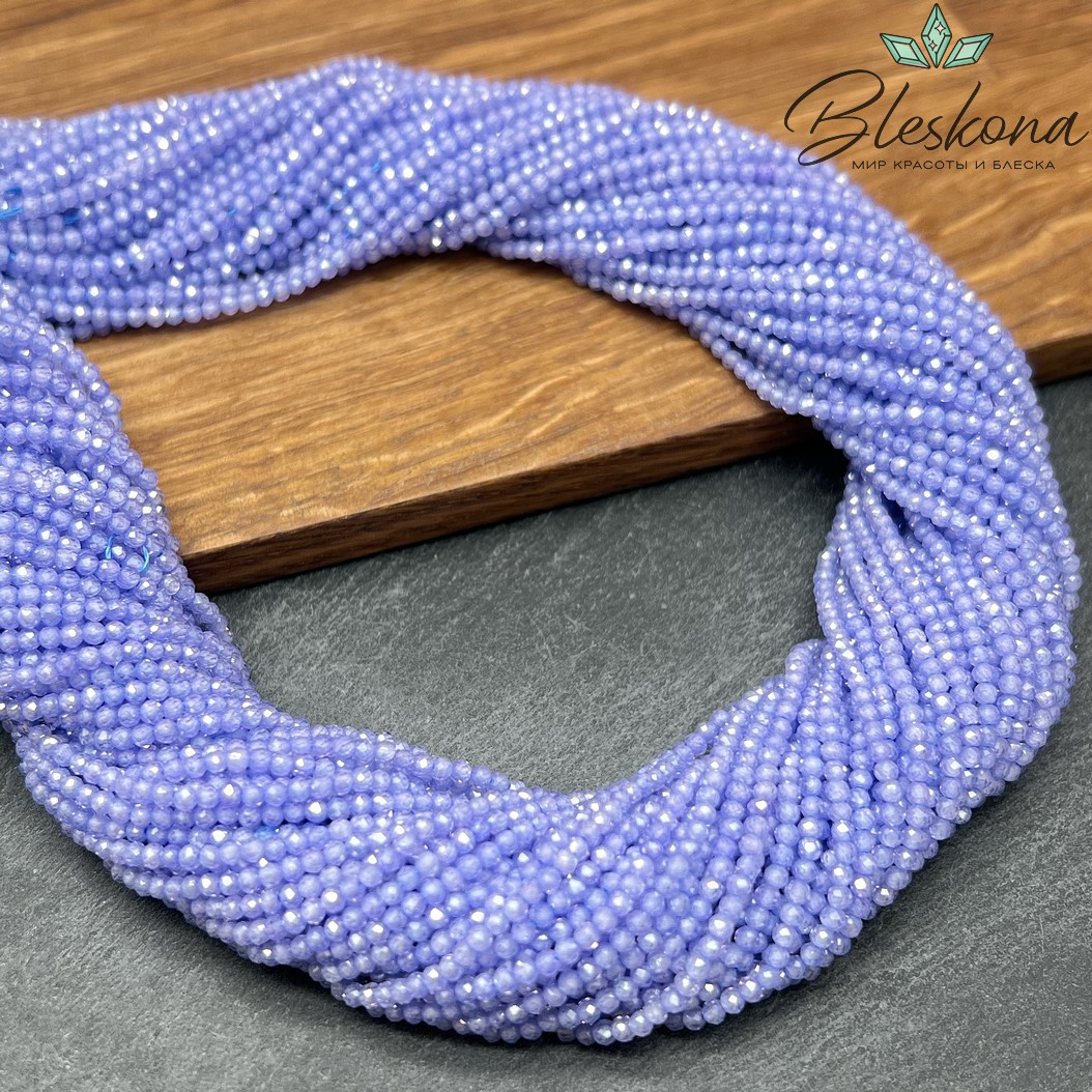 Циркон Glow васильковый огранка №1 2 мм (кубический цирконий, фианит) 
