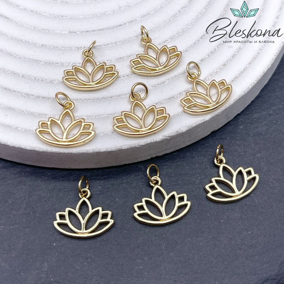12,8*15 мм Цвет золото, Подвеска лотос контур