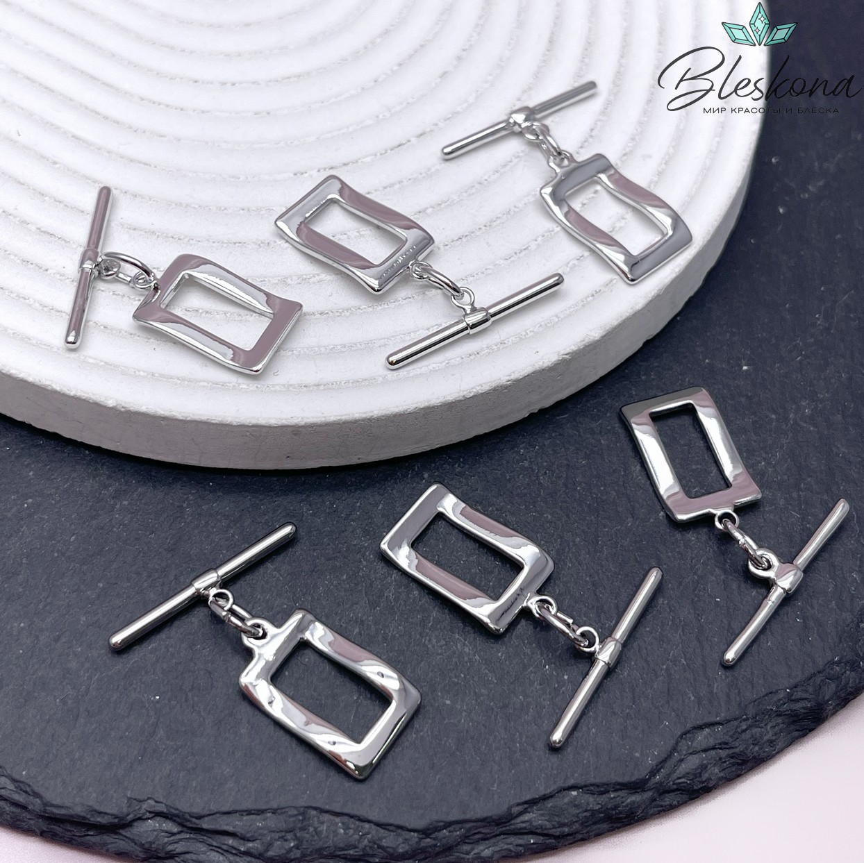 20*11,4 мм Цвет серебро, Замок Тогл Прямоугольник