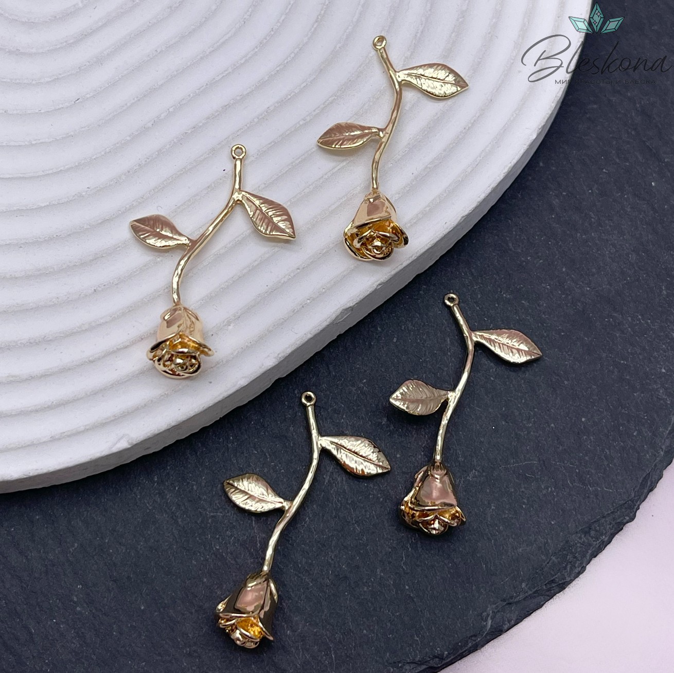 40*9,5 мм, Цвет золото, Подвеска Роза 