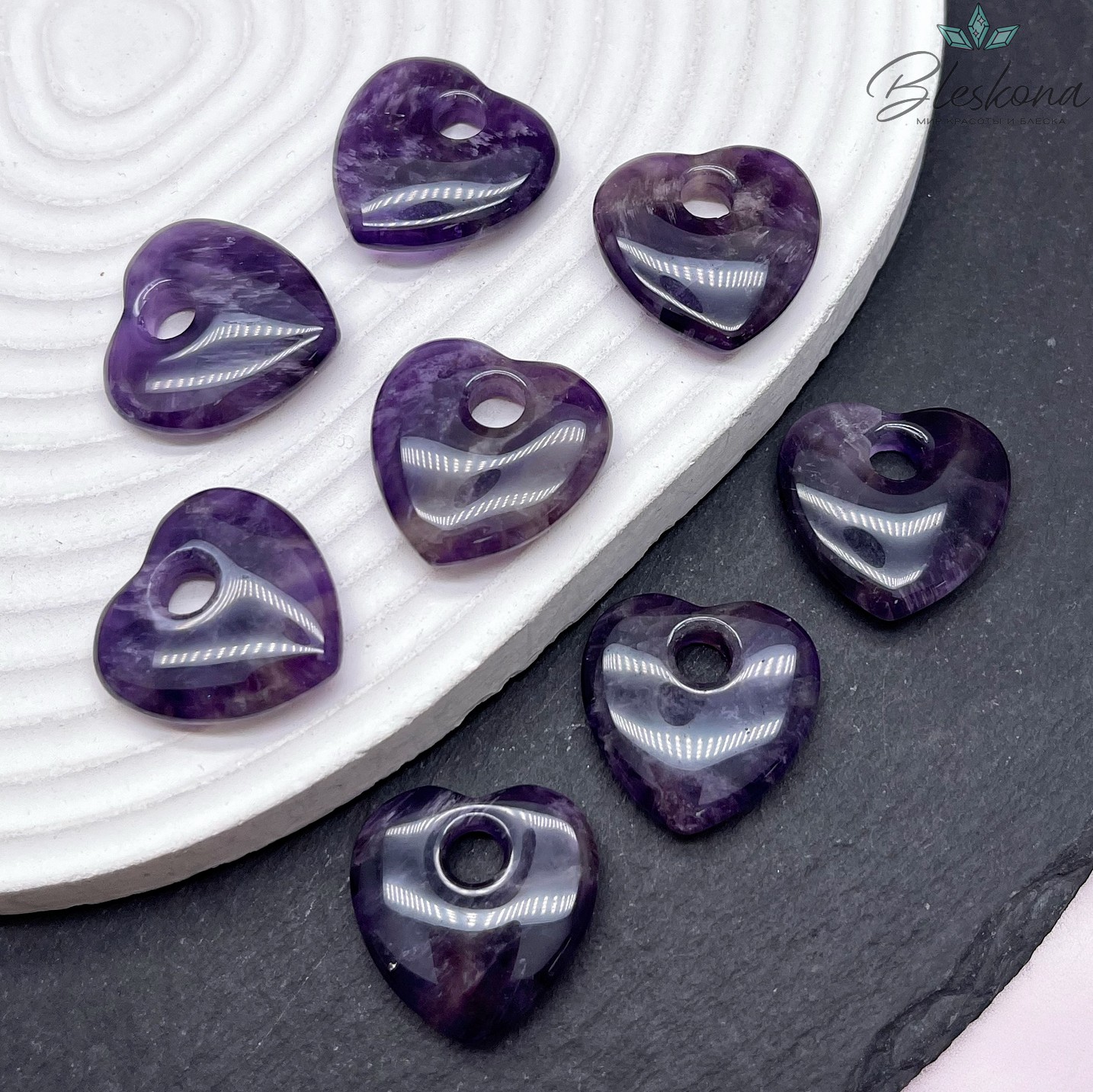 23 мм,Подвеска Сердце Аметист