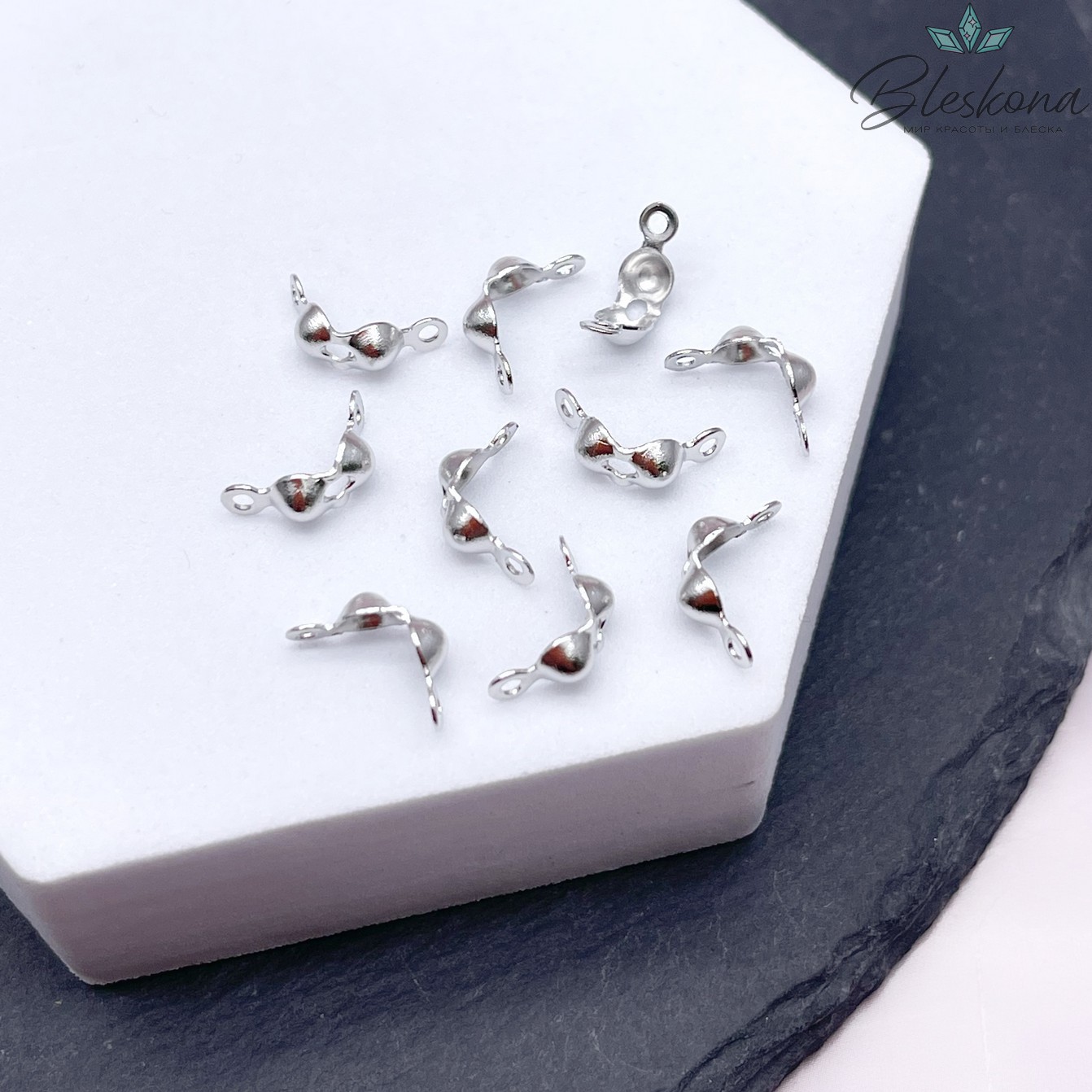 7,5*4 мм Цвет серебро, Каллоты уп. 10 шт. 