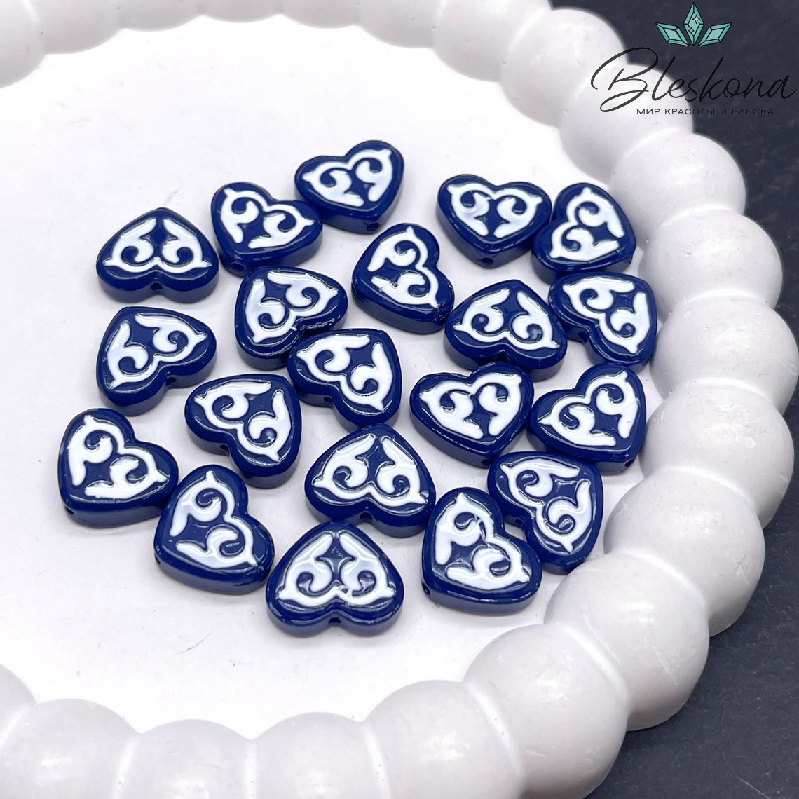 12*15 мм Бусина сердце синее