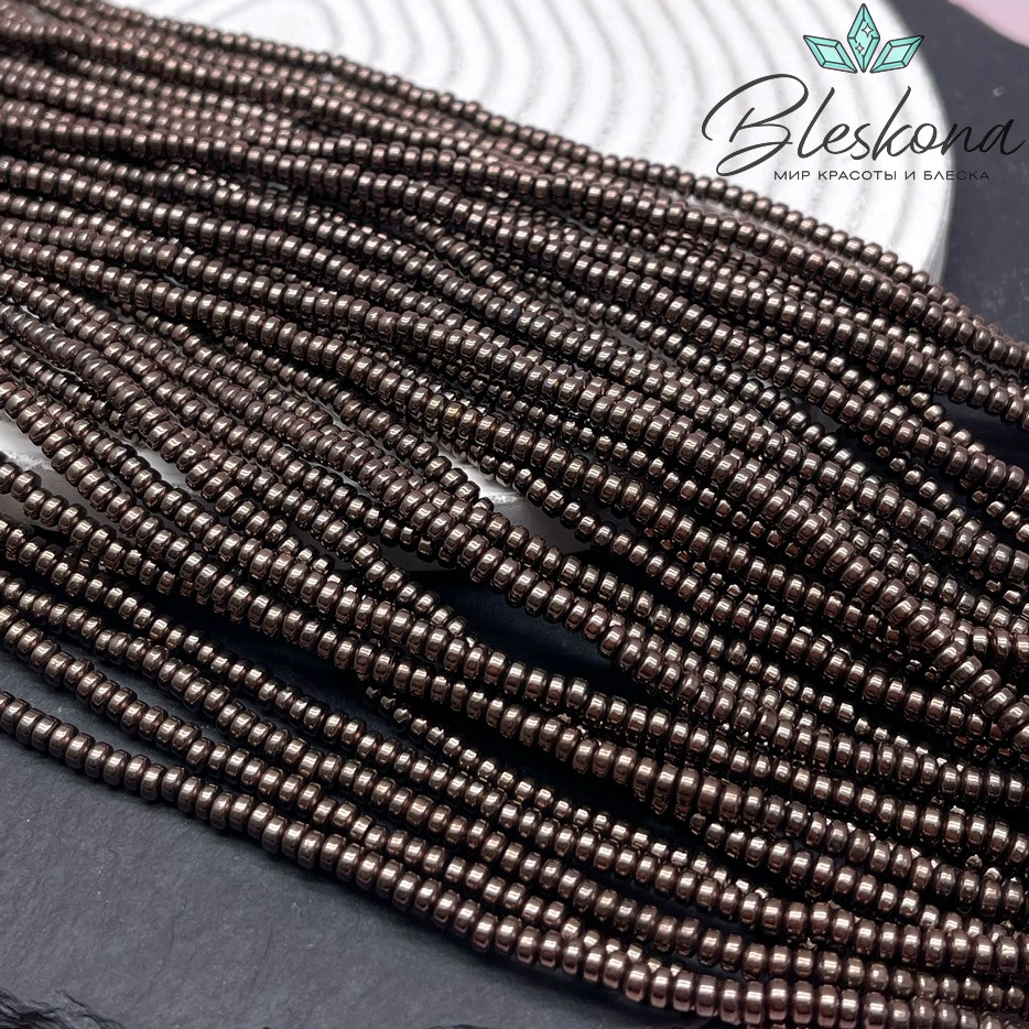 3*2 мм Гематин рондель №1, цвет коричневый №1 (шоколадный)