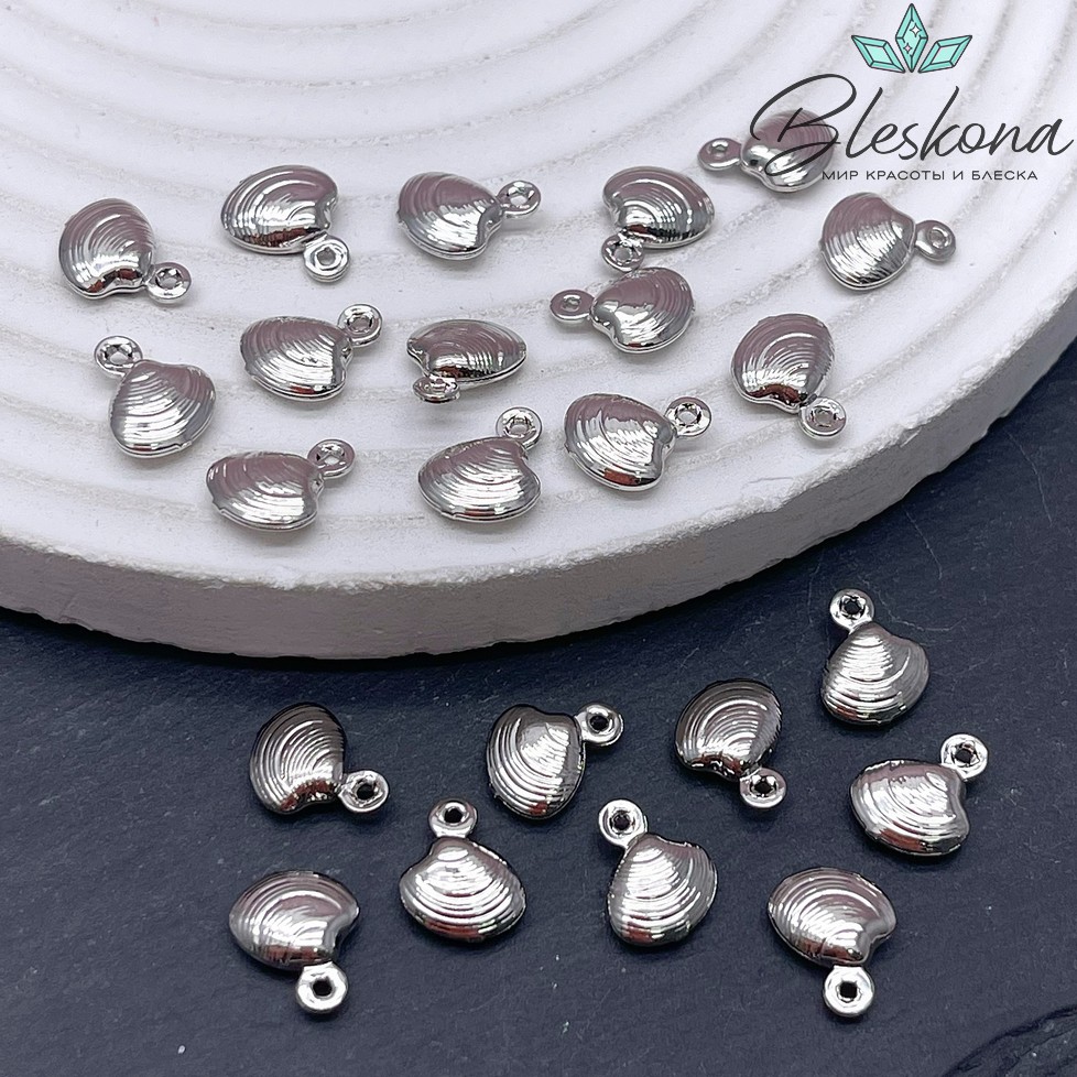 10*8 мм Цвет серебро, Подвеска Ракушка закрытая