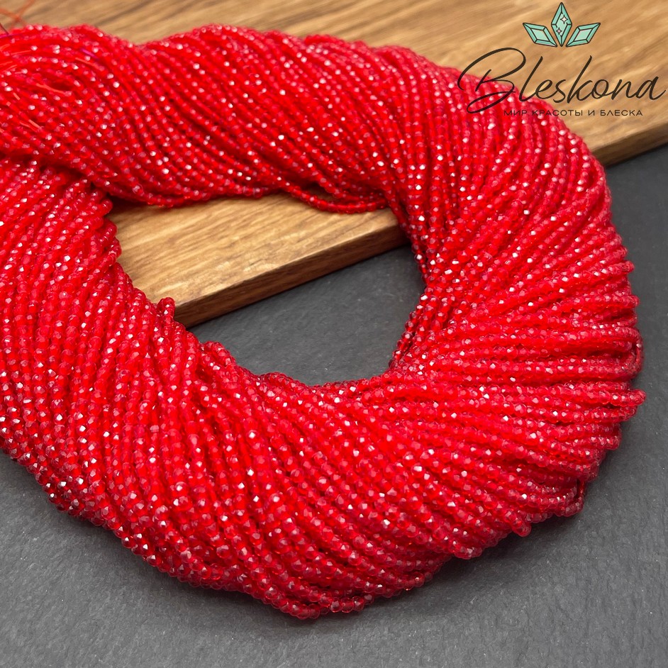 2 мм Бусины стекло алое алмазная огранка