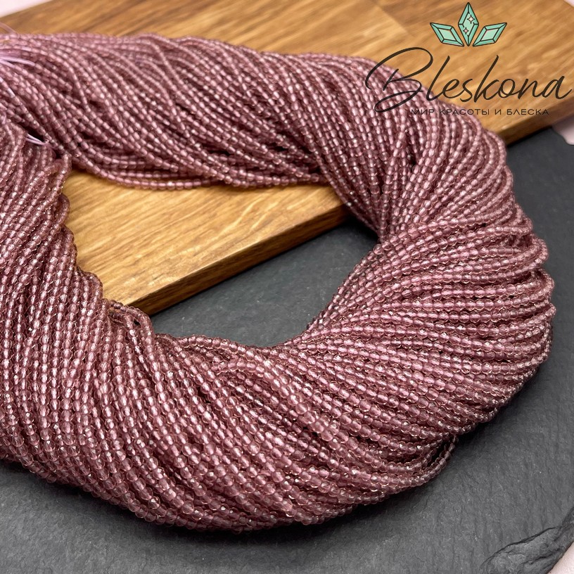 2 мм Бусины стекло лиловое алмазная огранка