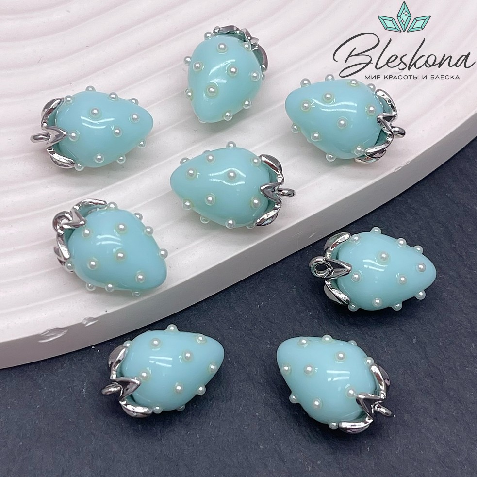 19*13 мм Цвет серебро, Подвеска клубничка тиффани