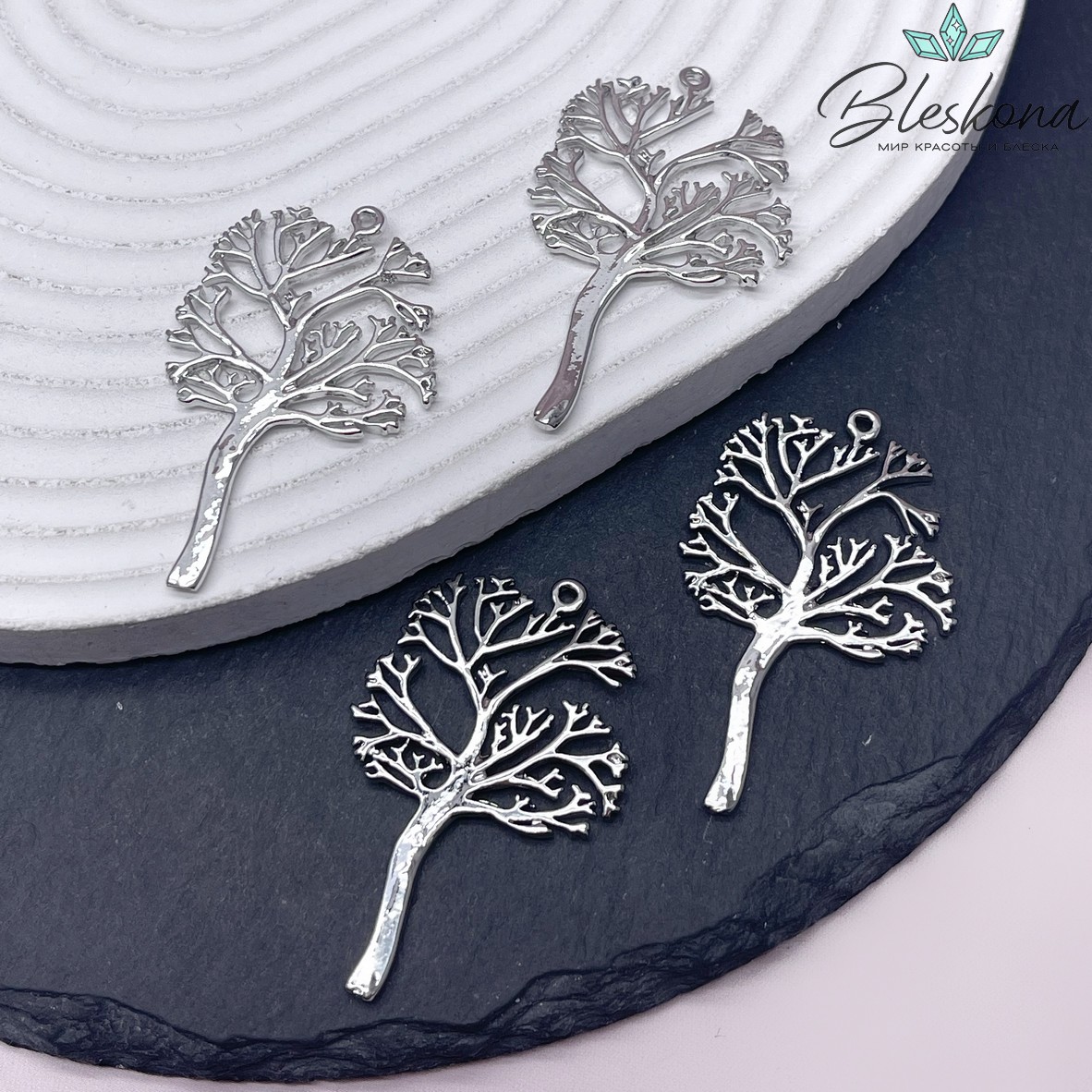 45*28,5 мм Цвет серебро, Подвеска дерево счастья 