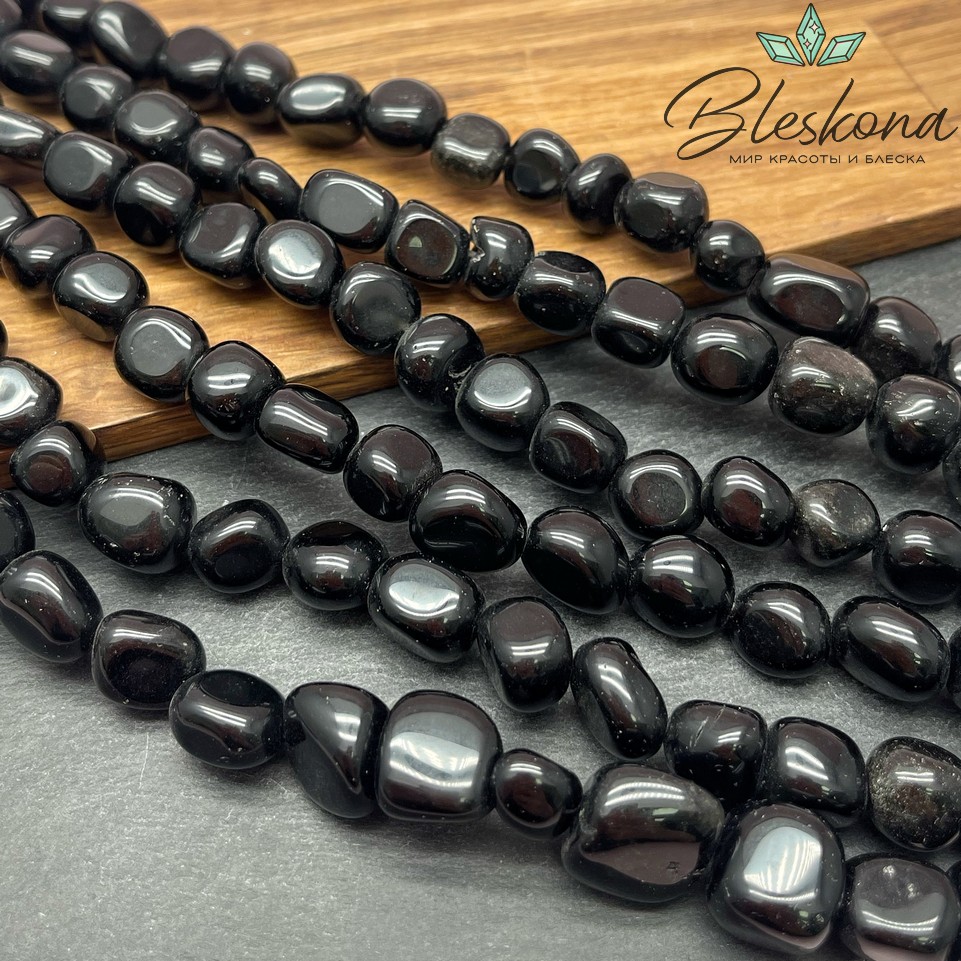 Обсидиан черный галтовка (9-13)*(9-12) мм