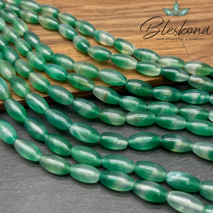 Агат зеленый (тонированный) рис 16*8 мм 