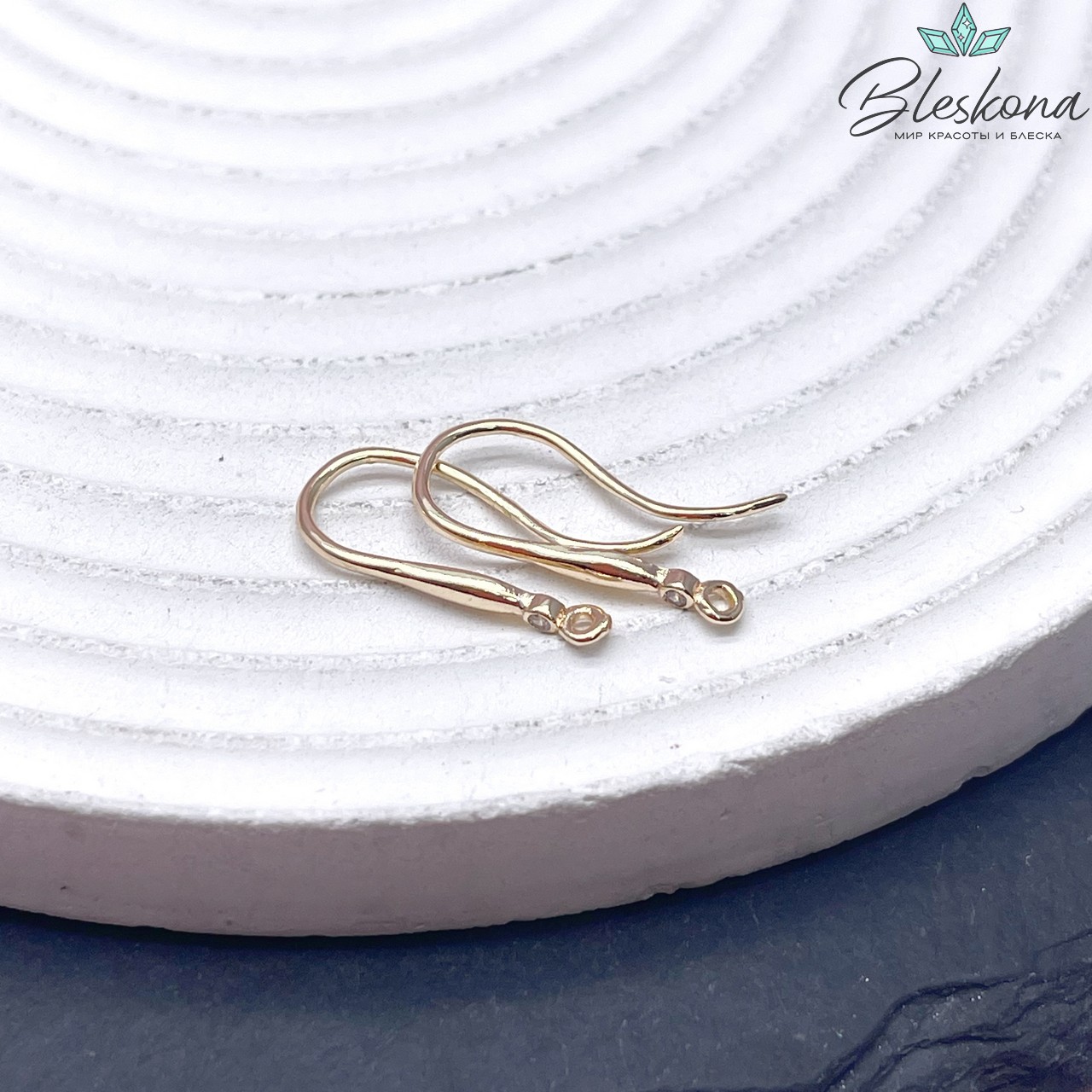 18*2 мм Цвет золото, Швензы крючок с цирконом