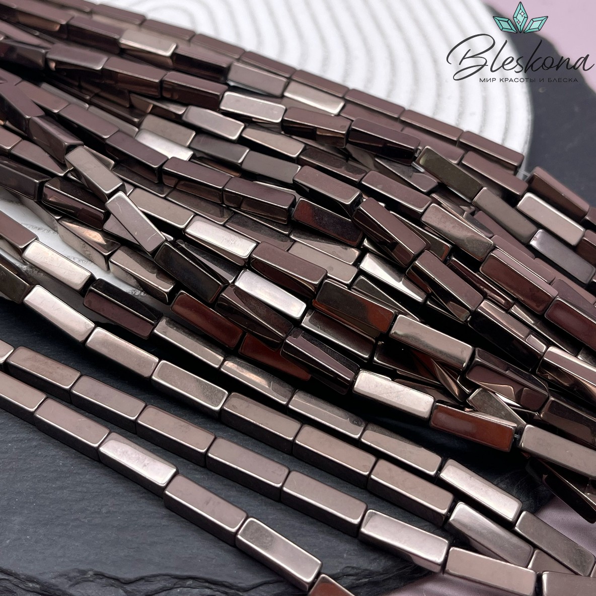 13*4 мм Гематин имитация, коричневый №1 (шоколадный), прямоугольник 