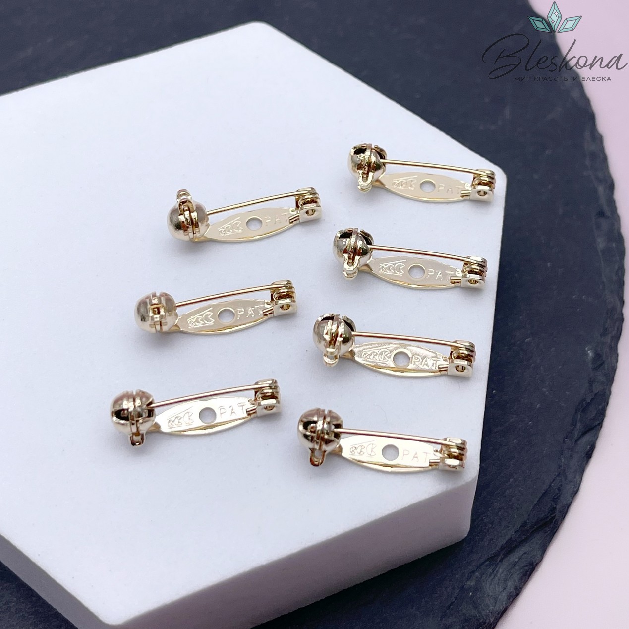 20*4,5 мм Цвет золото, Японская булавка для броши с фиксатором 