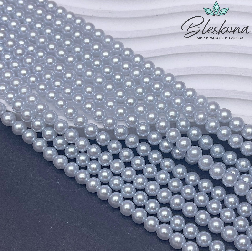 Жемчуг Майорка цвет бело-серый 6 мм