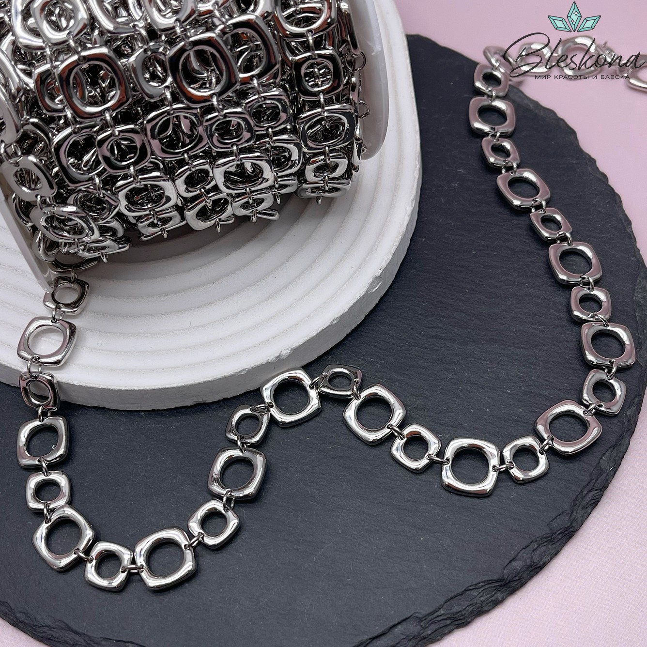 Цепь №48-4 цвет серебро 12,5*13 мм/ 10 мм