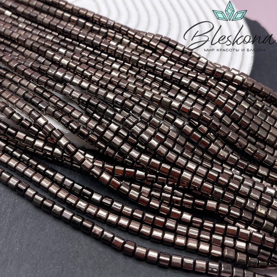 4 мм Гематин имитация, цвет коричневый №1 (шоколадный), куб мягкие грани