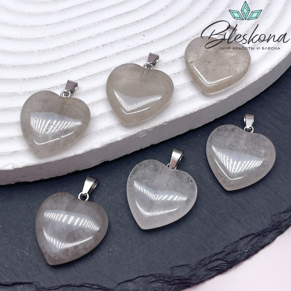 21*20 мм Цвет серебро, Подвеска Сердце Горный хрусталь №2