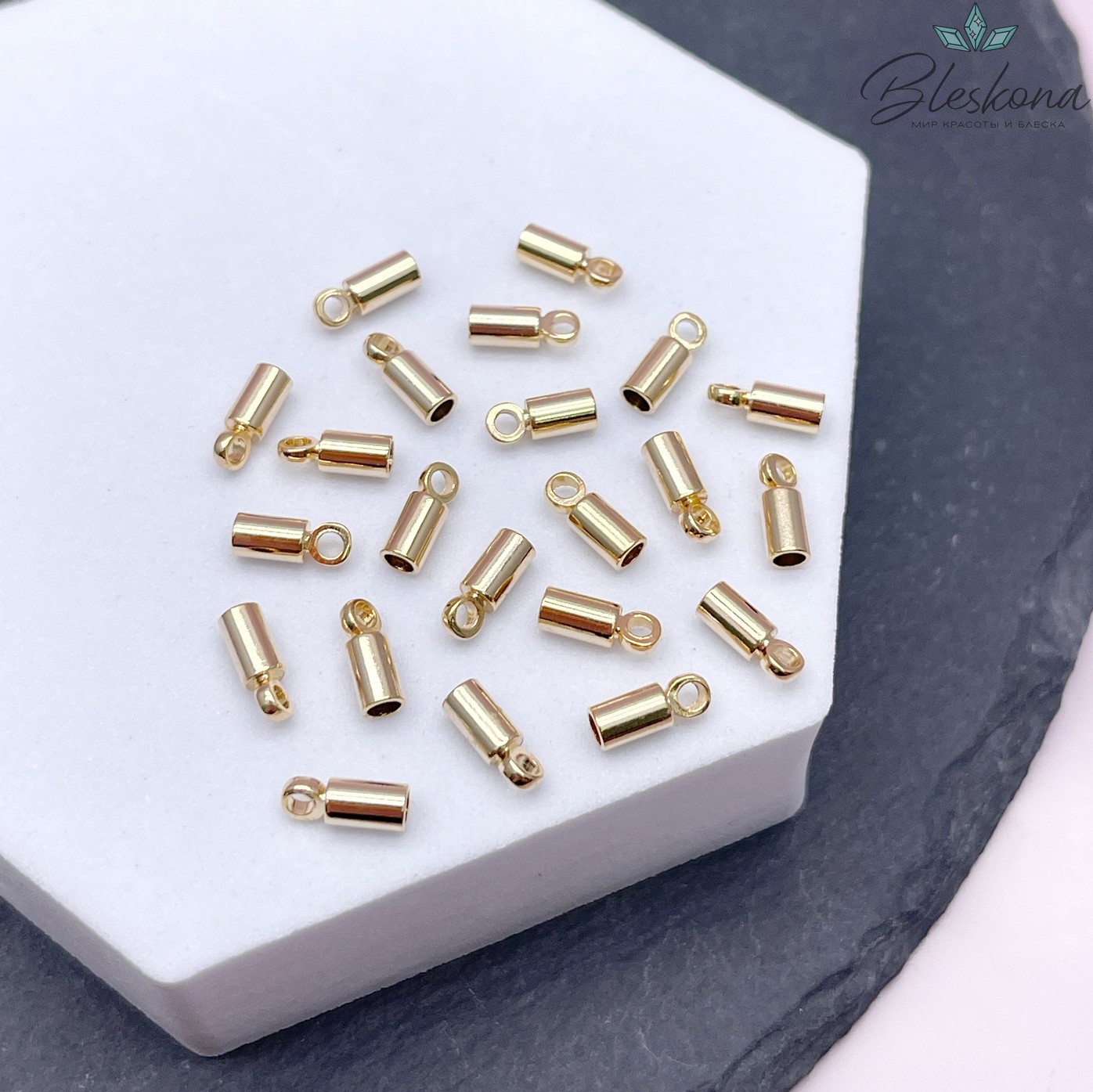 8*3 мм Цвет золото, Концевик для шнура гладкий 