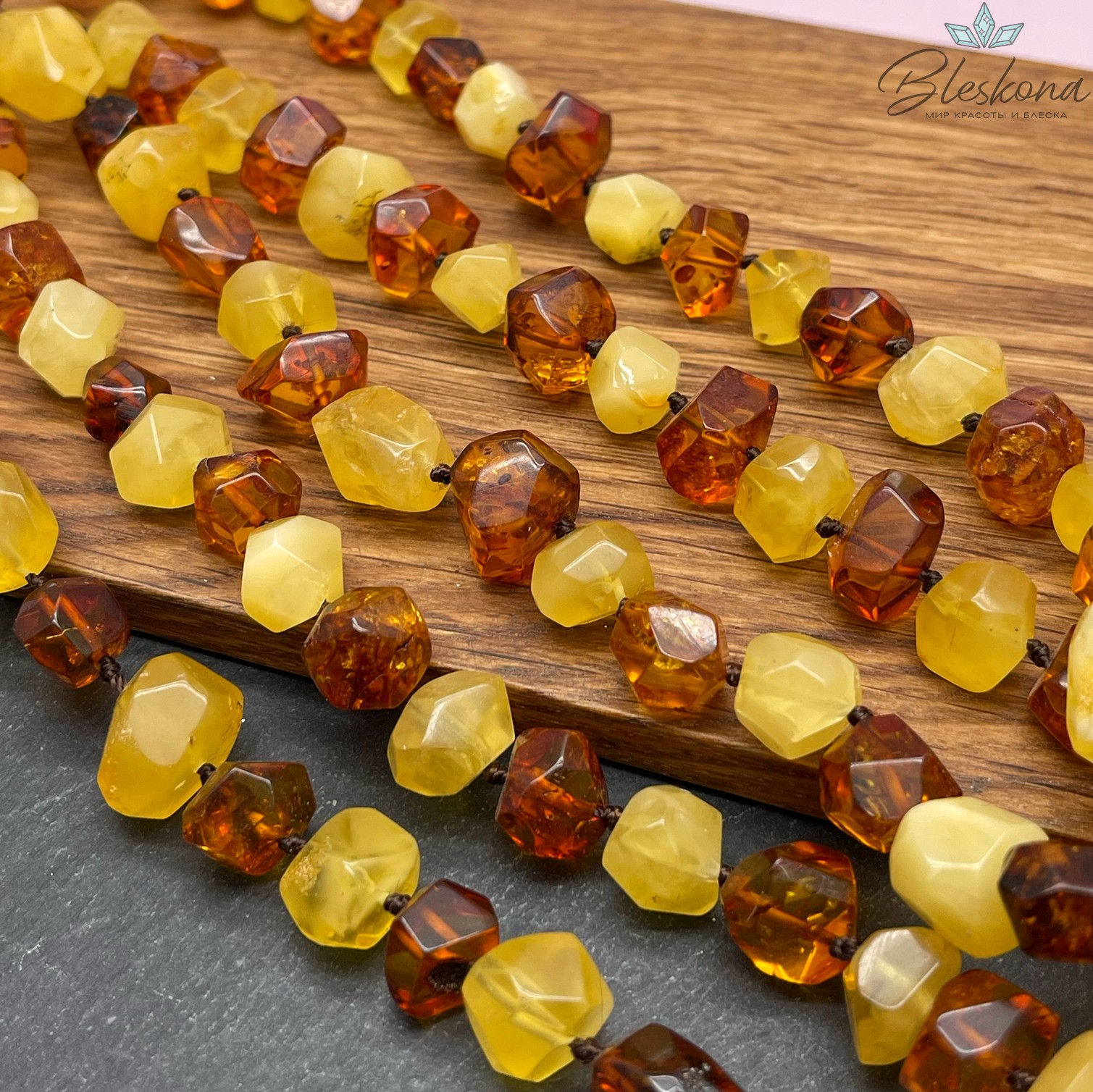 Янтарь микс галтовка огранка 11-14 мм 