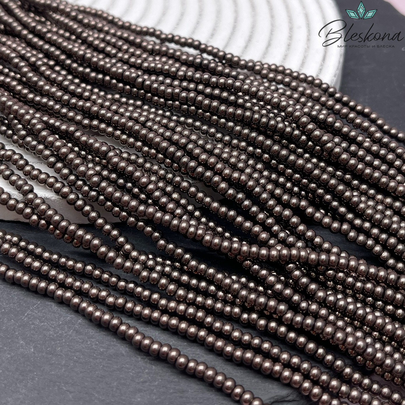 3*2 мм Гематин имитация рондель, цвет коричневый №1 (шоколадный)