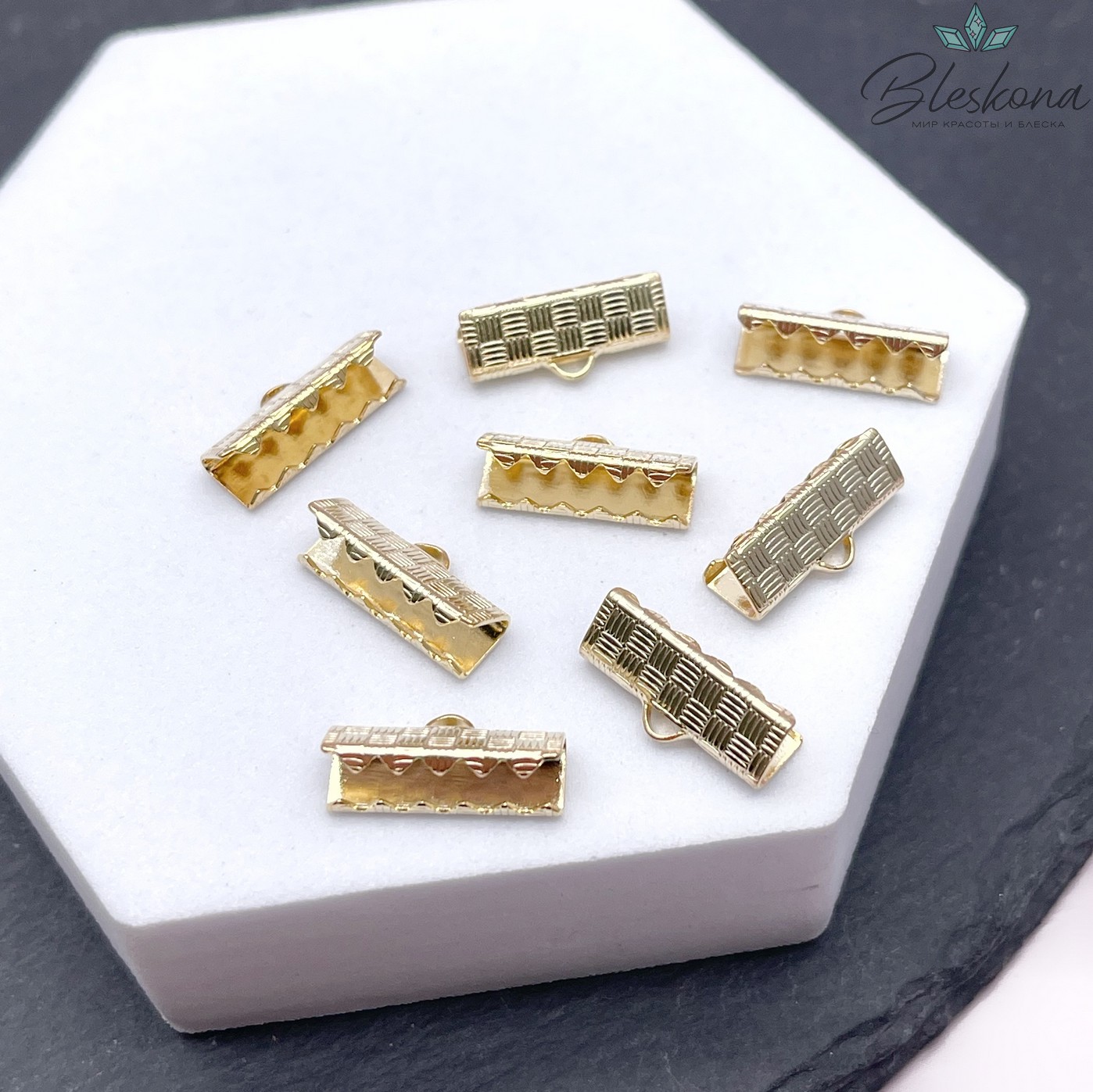 15*7 мм Цвет золото, Зажим-Концевик для шнура 