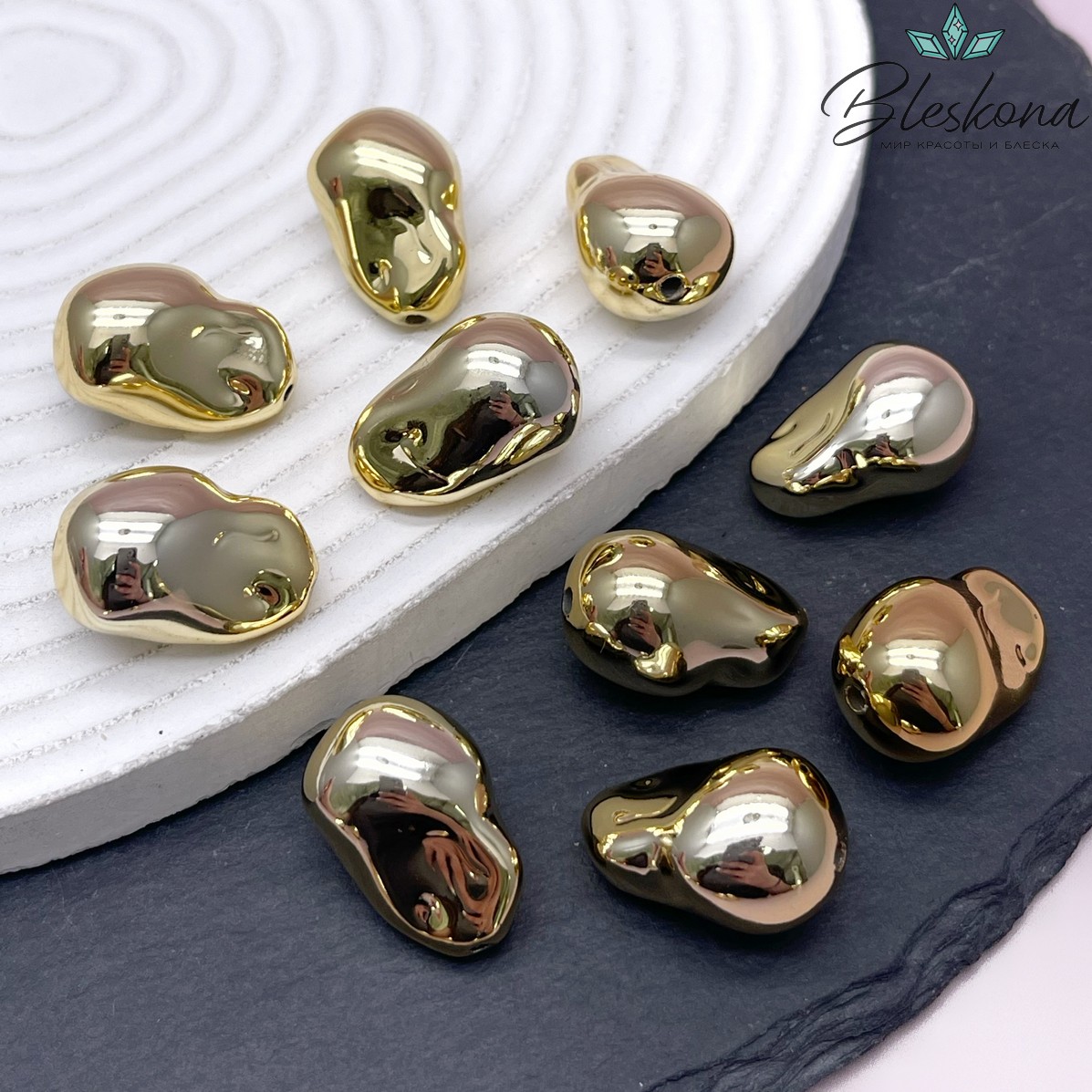 23*15 мм Цвет золото, Бусина фриформ