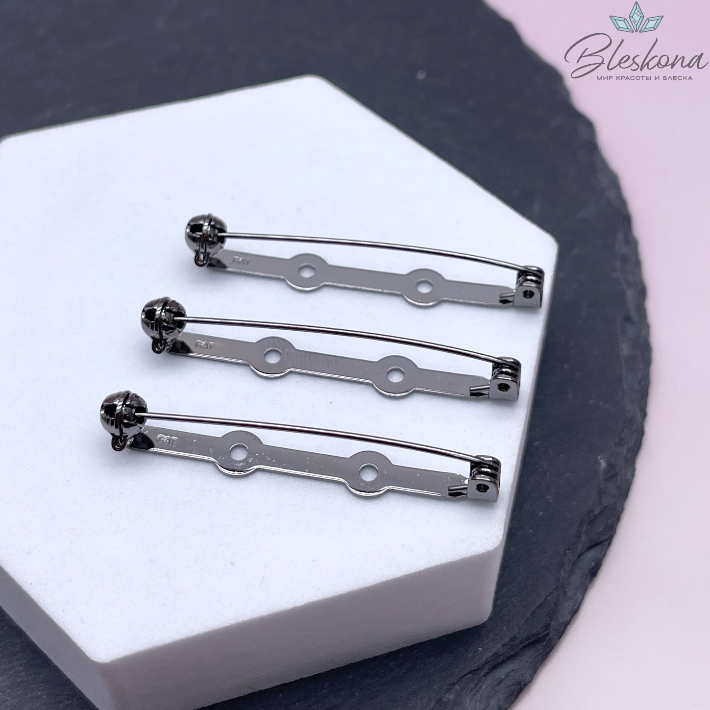 45*6 мм Цвет черный, Японская булавка для броши с фиксатором 