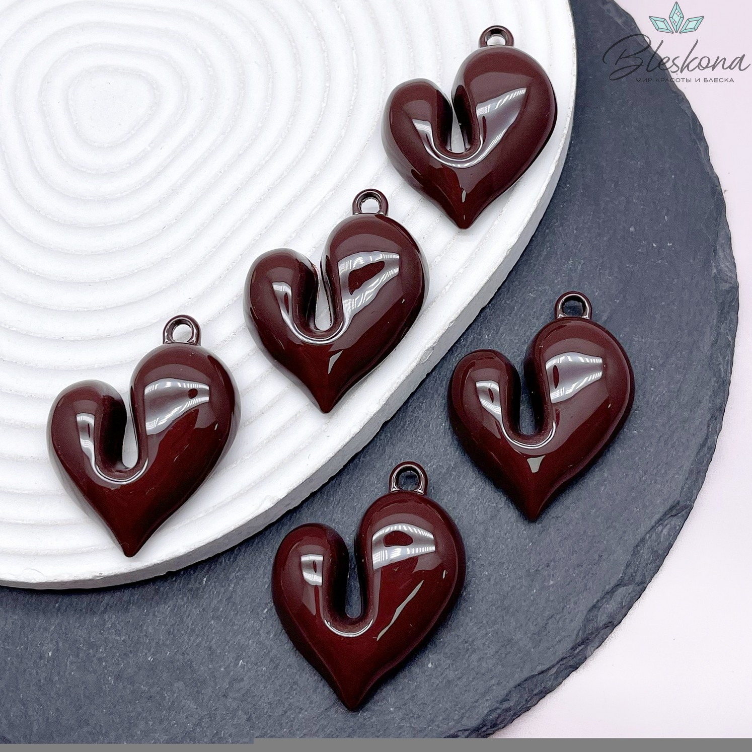 41*33 мм, Подвеска Сердце коричневое (шоколадное)