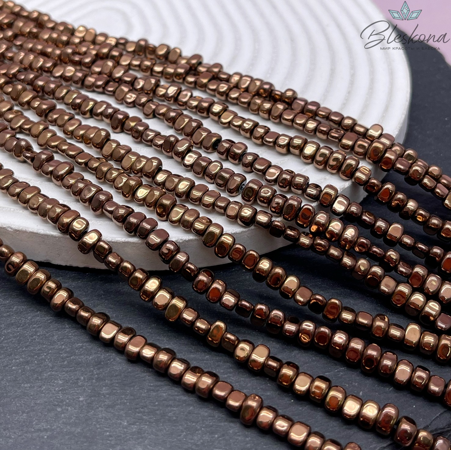 4,5-6мм Гематин сколы шлифованные, коричневый №1