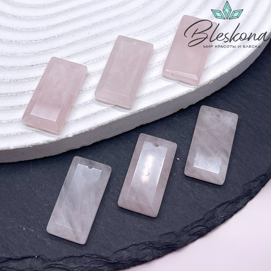 25*13 мм Подвеска прямоульник Розовый кварц огранка