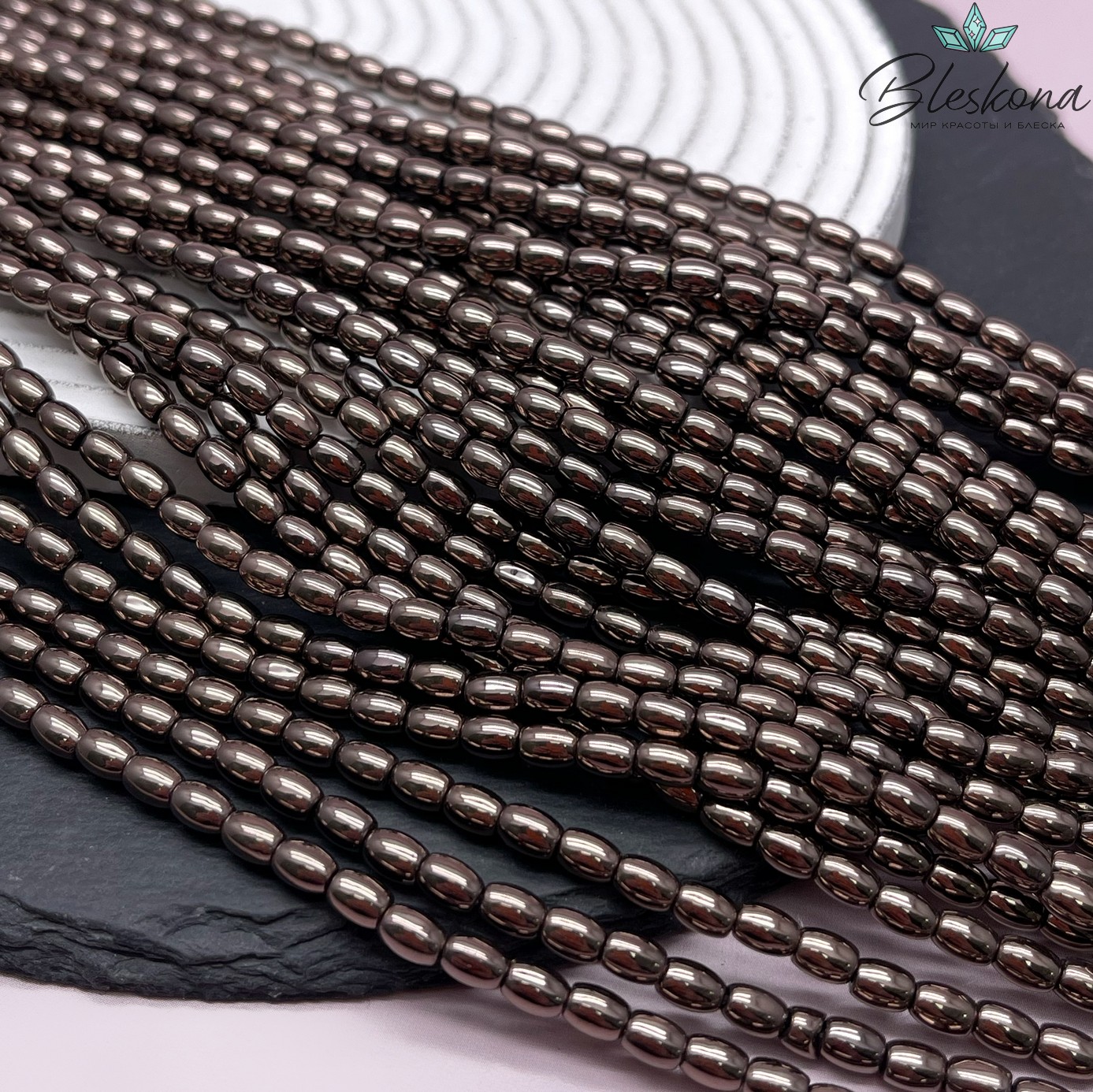 5*4 мм Гематин имитация, Рис коричневый №1 (шоколадный)