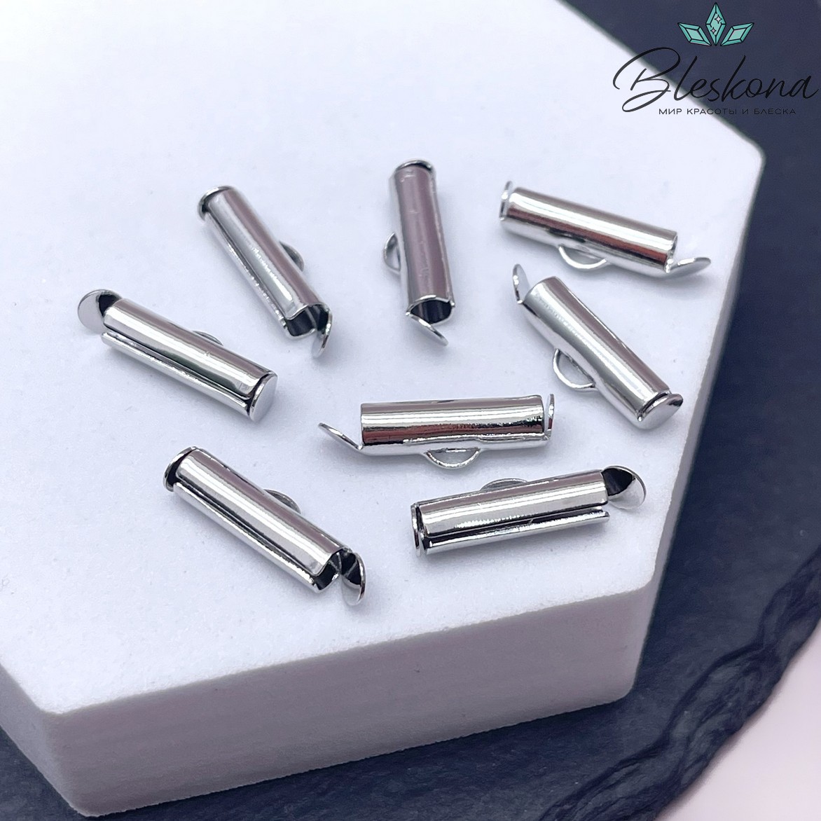 15*5 мм Цвет серебро, Концевик многорядный