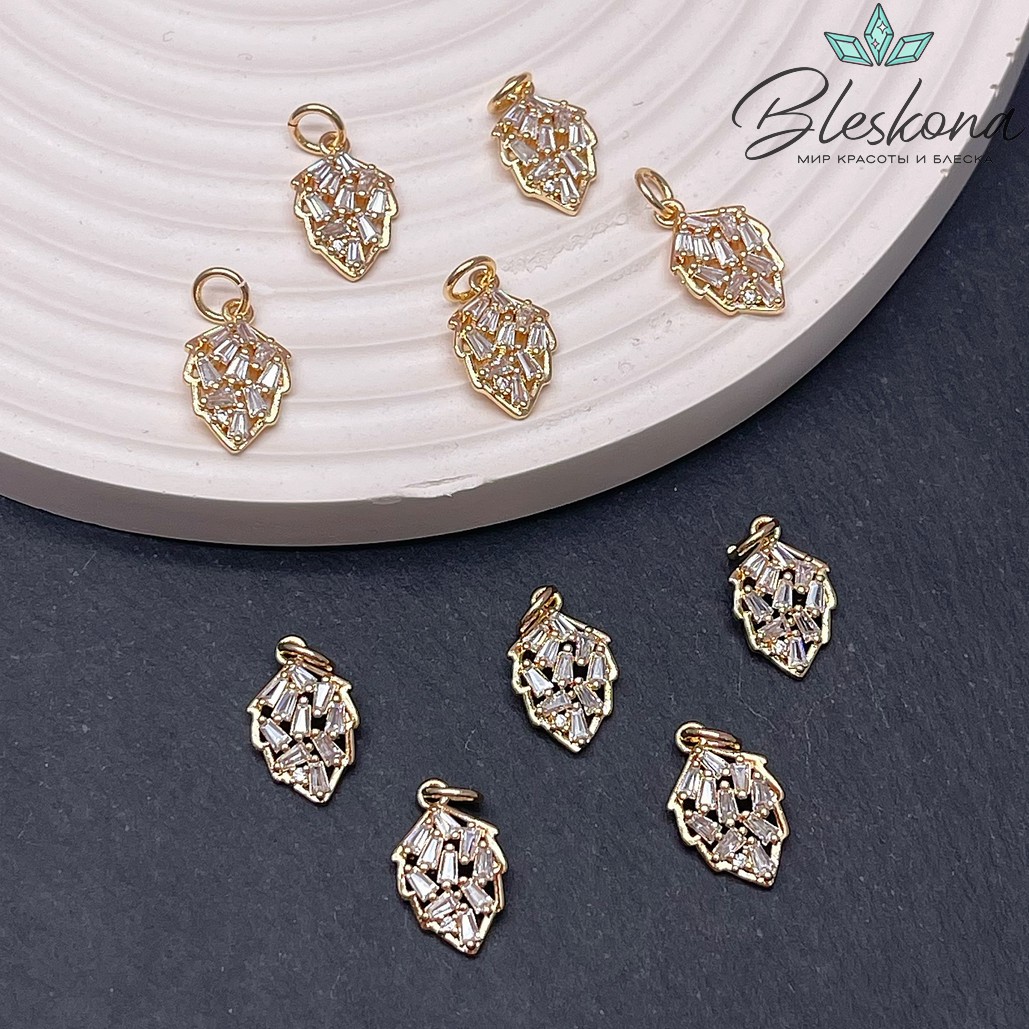 15*9 мм Цвет золото, Подвеска листик