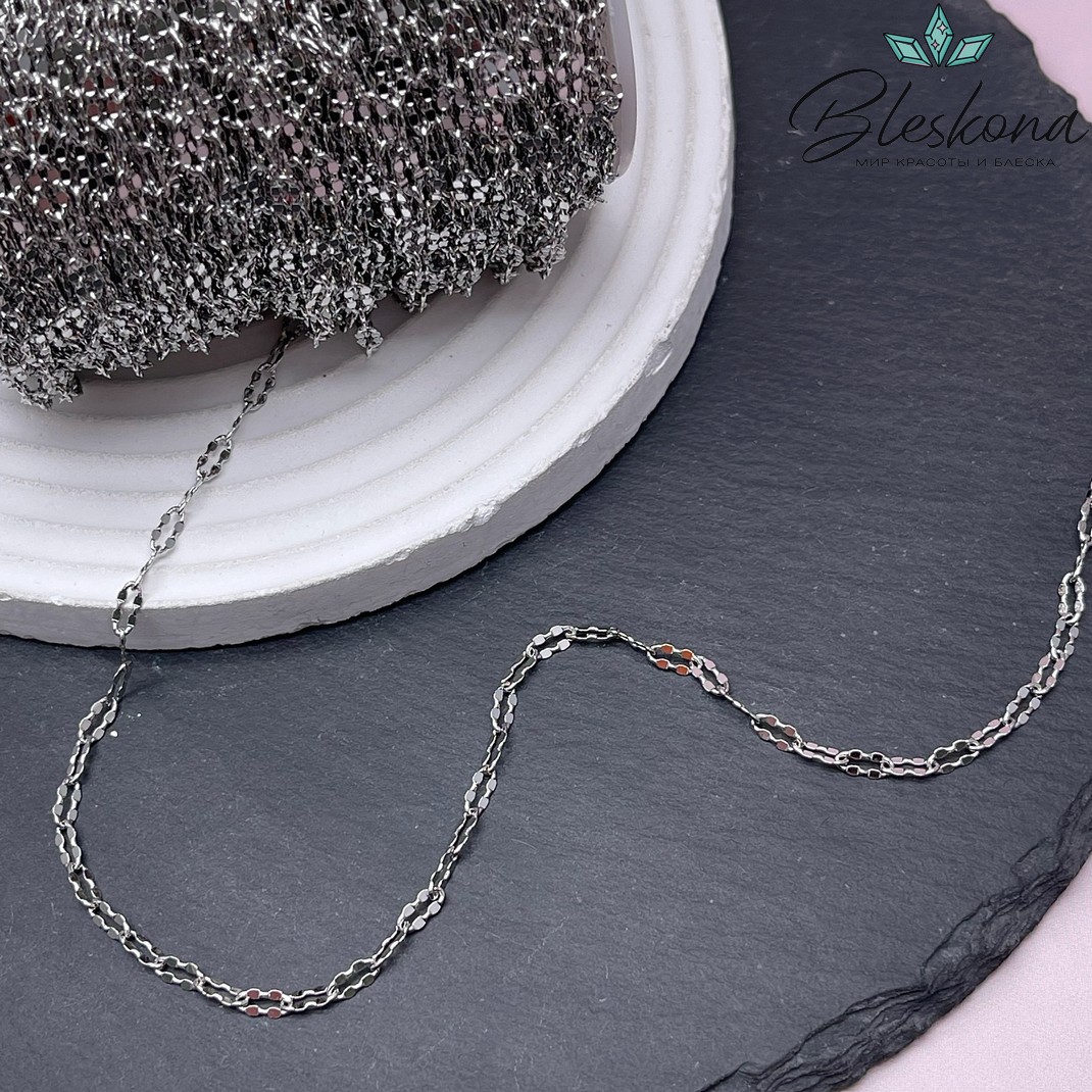 Цепь №109-5 цвет серебро 6,3*3 мм