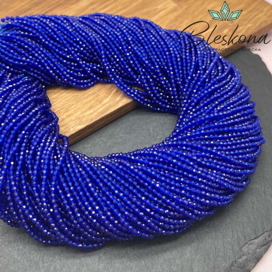 2 мм Бусины стекло темно-синее алмазная огранка