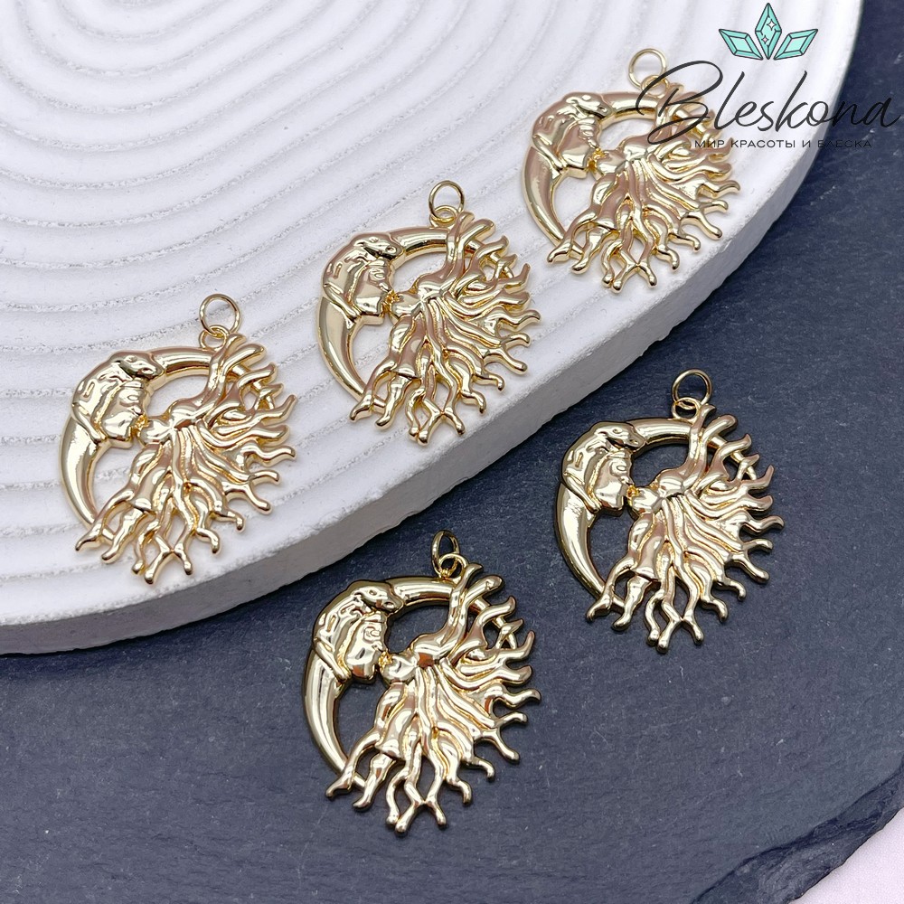 30*25,5 мм Цвет золото, Подвеска Солнце и Луна