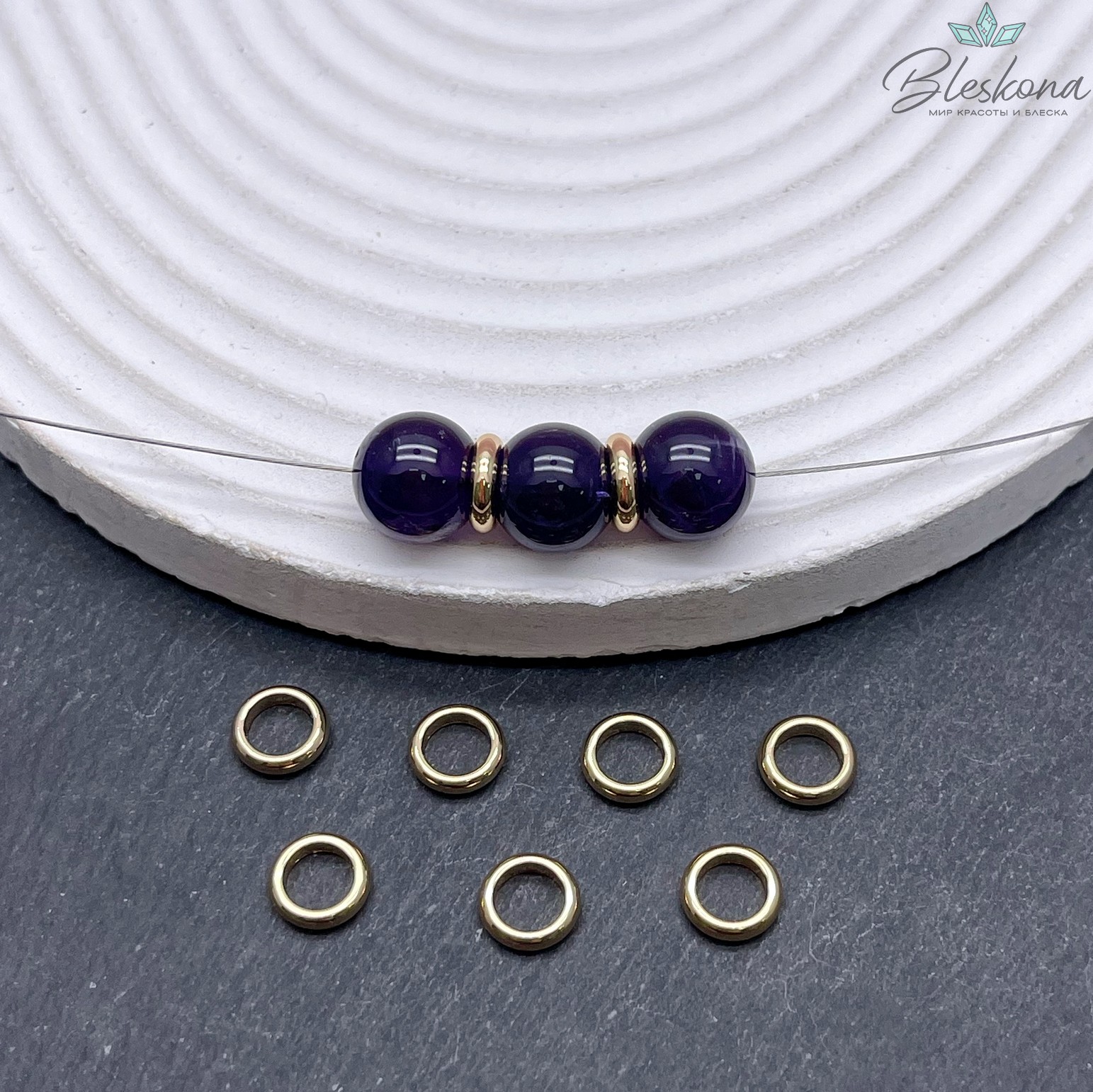 8*2 мм, цвет золото, Бусина - разделитель