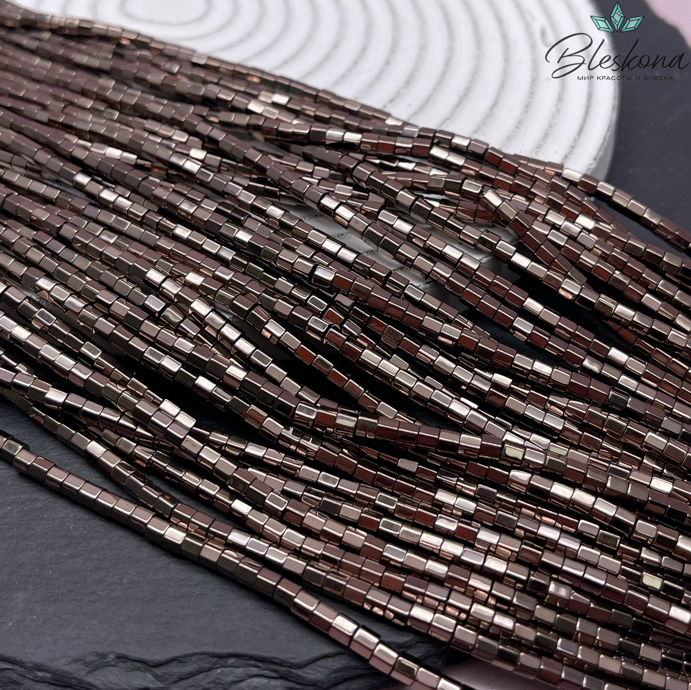 3 мм Гематин имитация, цвет коричневый №1 (шоколадный), цилиндр