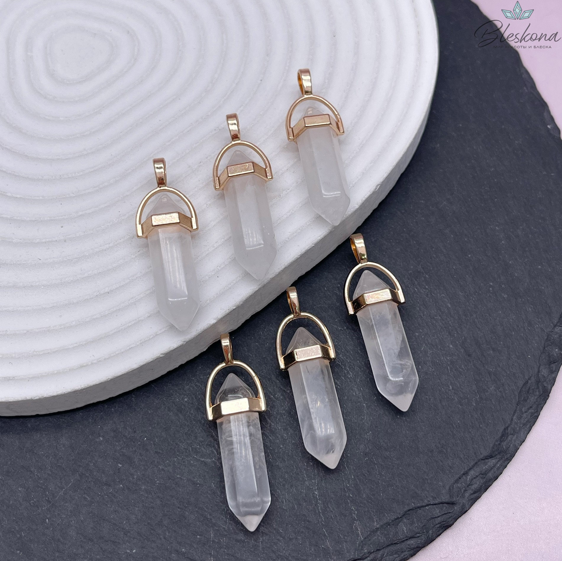 42*9 мм Цвет золото, Подвеска маятник Горный хрусталь