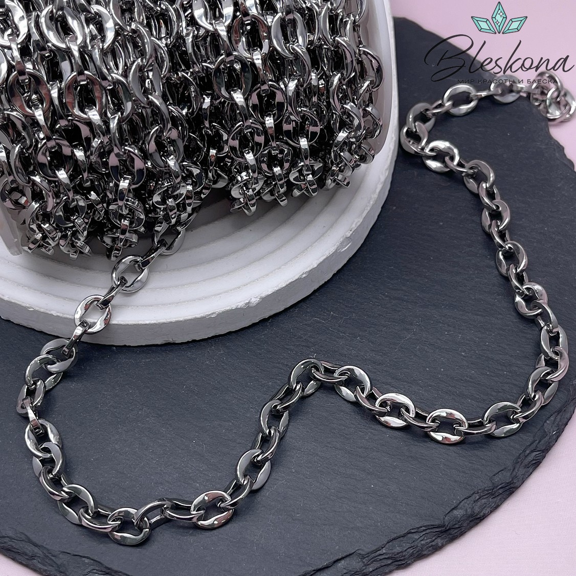 Цепь №48-5 цвет серебро 10*8 мм